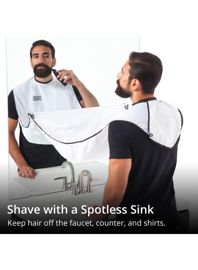 BEARD KING The Official Beard Bib - Hair Clippings Catcher & Grooming Cape Apron - ?As Seen on Shark Tank? - White (Lite Version) - Image 5