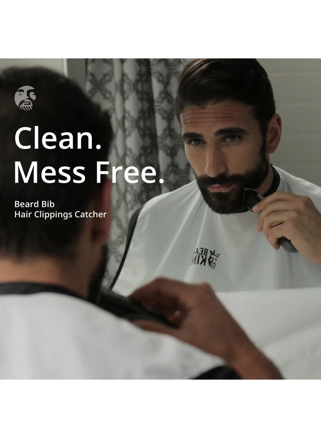 BEARD KING The Official Beard Bib - Hair Clippings Catcher & Grooming Cape Apron - ?As Seen on Shark Tank? - White (Lite Version) - Image 2