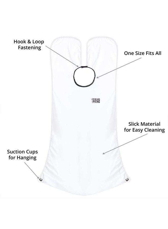 BEARD KING The Official Beard Bib - Hair Clippings Catcher & Grooming Cape Apron - ?As Seen on Shark Tank? - White (Lite Version) - Image 4