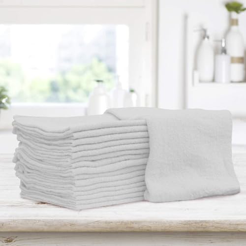 TALVANIA Shop Towels – Pack of 50 Reusable Cleaning Rags – Durable Quality Cotton – 13" x 13"– Machine Washable – Suitable for All Purposes (White) - Image 3