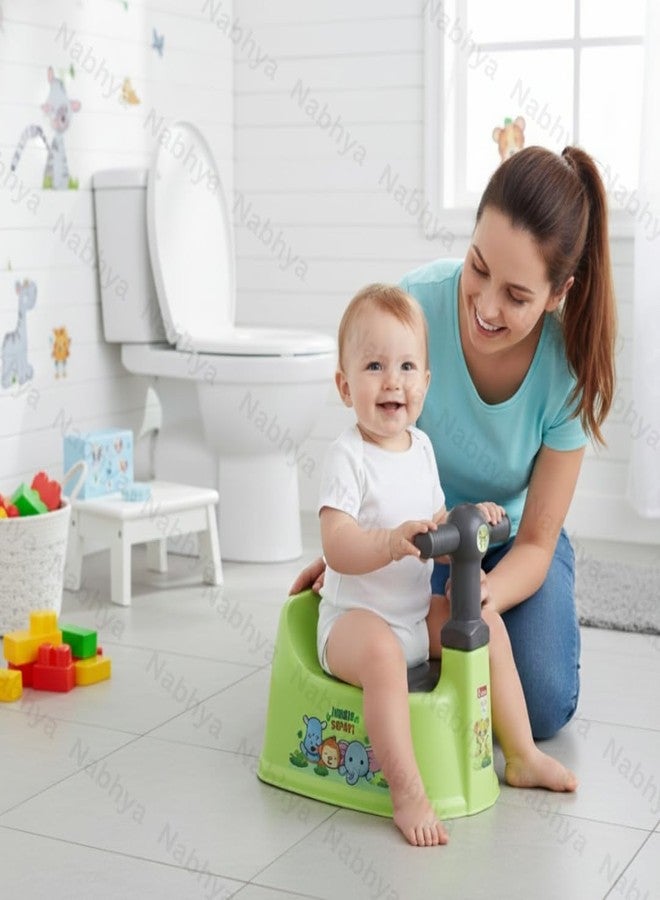 Zerya Kids Toilet Trainer Baby Potty Seat With Stylish Handle & Closing Lid With Back Support Toilet Potty Seat For Girls & Boys (For 6-18 Month Kids) (Green) - Image 2