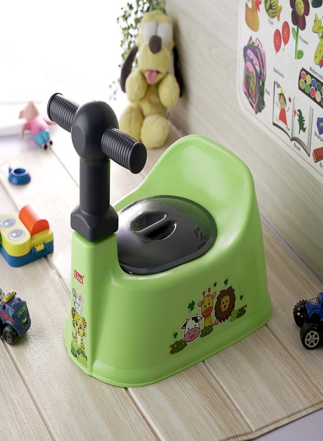 Zerya Kids Toilet Trainer Baby Potty Seat With Stylish Handle & Closing Lid With Back Support Toilet Potty Seat For Girls & Boys (For 6-18 Month Kids) (Green) - Image 1