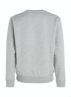 TOMMY JEANS Men's Flag Patch Fleece Sweatshirt, Grey  - Image 4