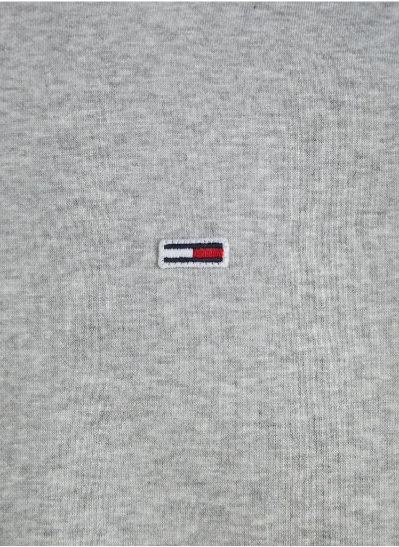 TOMMY JEANS Men's Flag Patch Fleece Sweatshirt, Grey