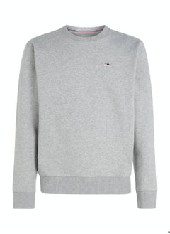 TOMMY JEANS Men's Flag Patch Fleece Sweatshirt, Grey  - Image 2