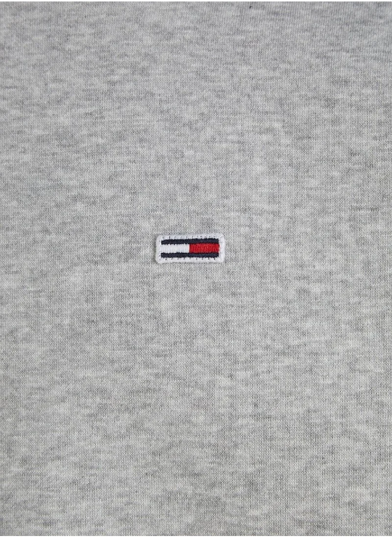 TOMMY JEANS Men's Flag Patch Fleece Sweatshirt, Grey