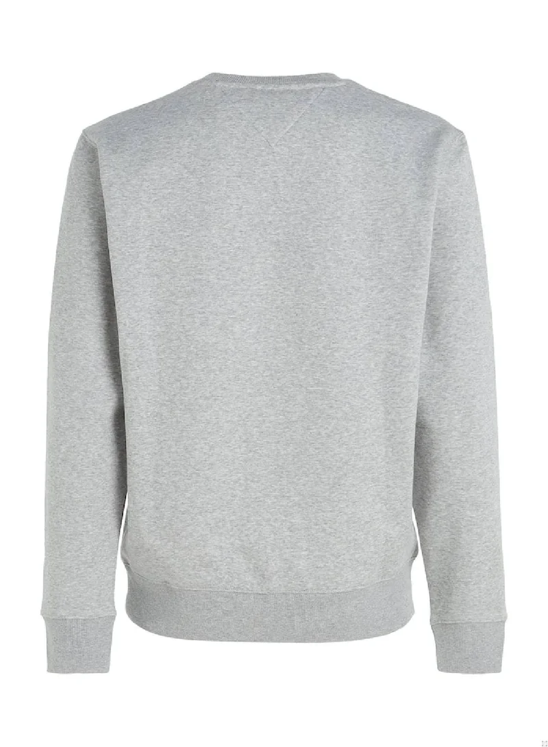 TOMMY JEANS Lt Grey Htr Flag Patch Fleece Sweatshirt for Men | Best Price UAE