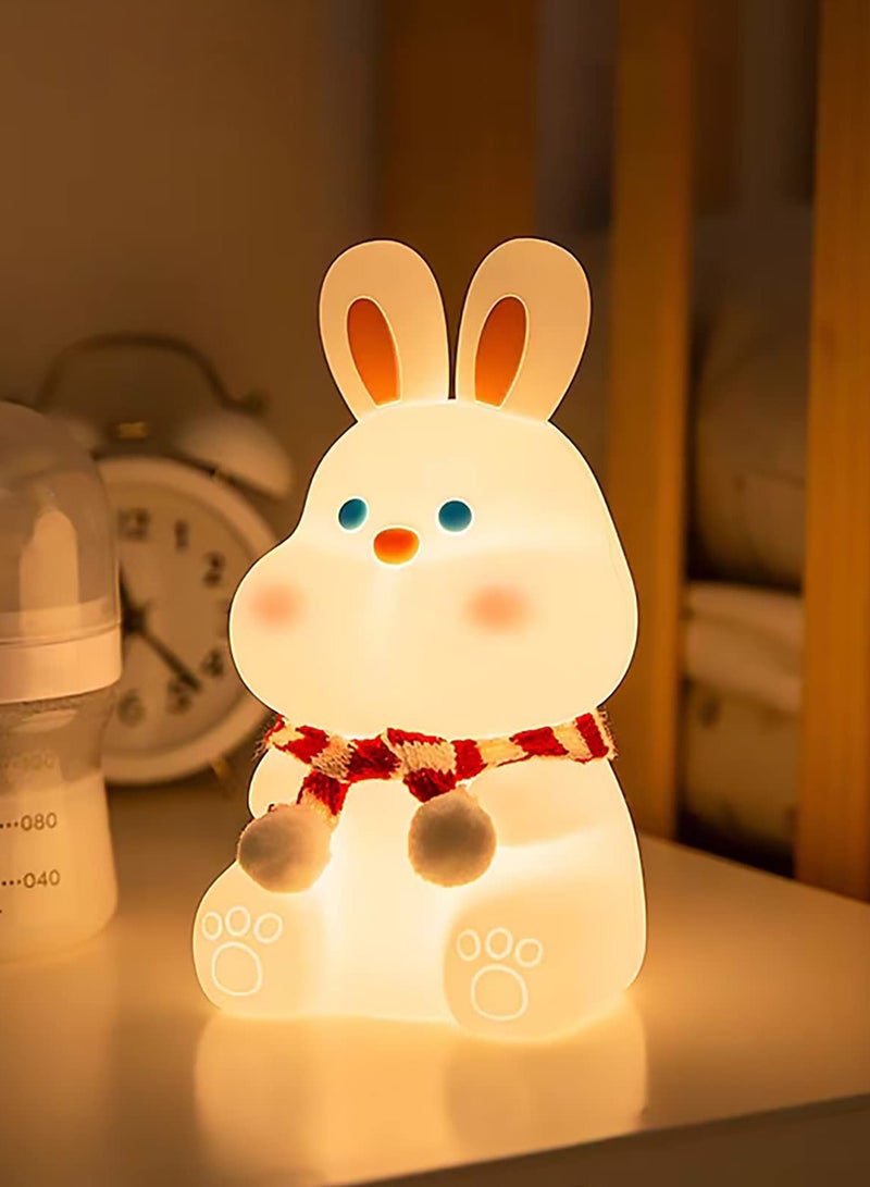 Excefore Bunny Kids Night Light, 7 Color Changing Tap Control Kawaii Lamp with Soft Silicone, Room Decor, USB Rechargeable, Cute Lamp Gifts for Baby, Children, Toddlers, Teen Girls - Image 1