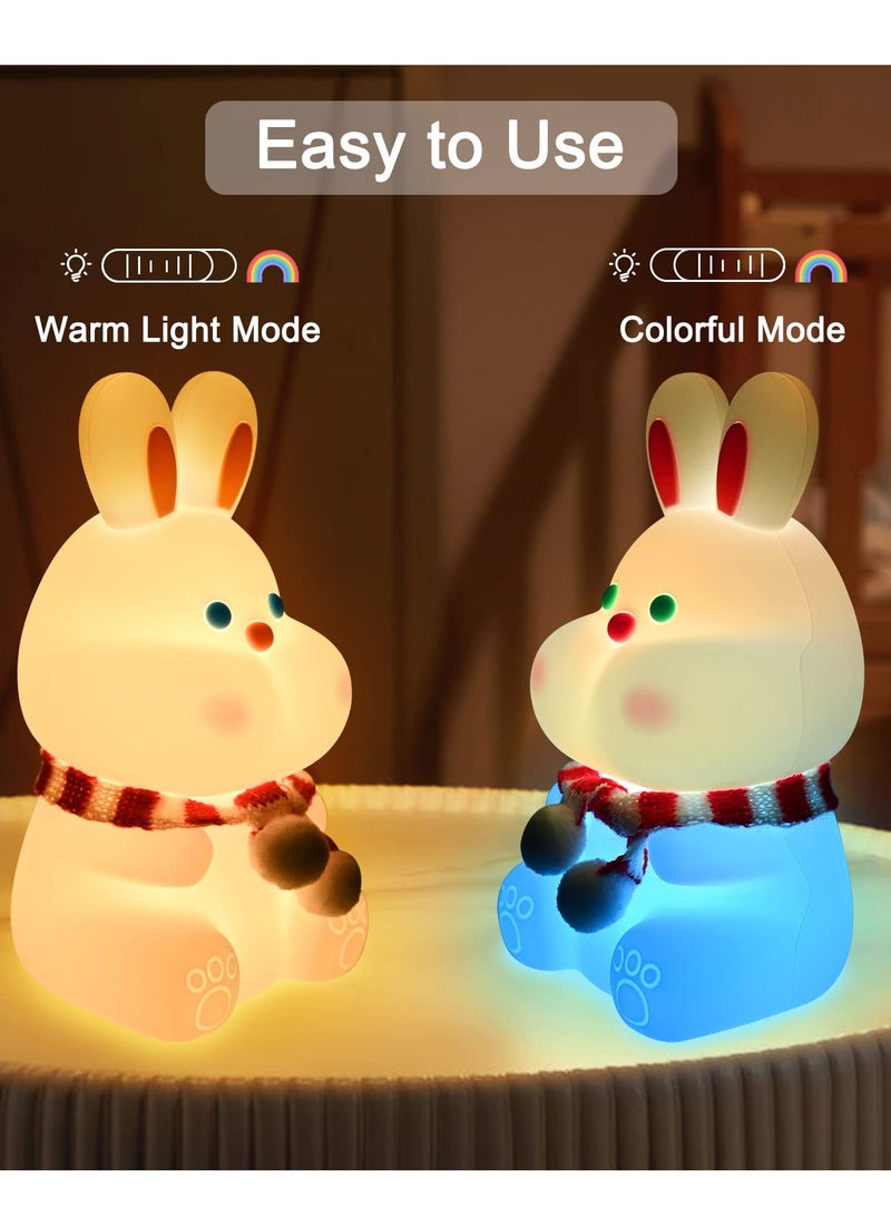 Excefore Bunny Kids Night Light, 7 Color Changing Tap Control Kawaii Lamp with Soft Silicone, Room Decor, USB Rechargeable, Cute Lamp Gifts for Baby, Children, Toddlers, Teen Girls - Image 3