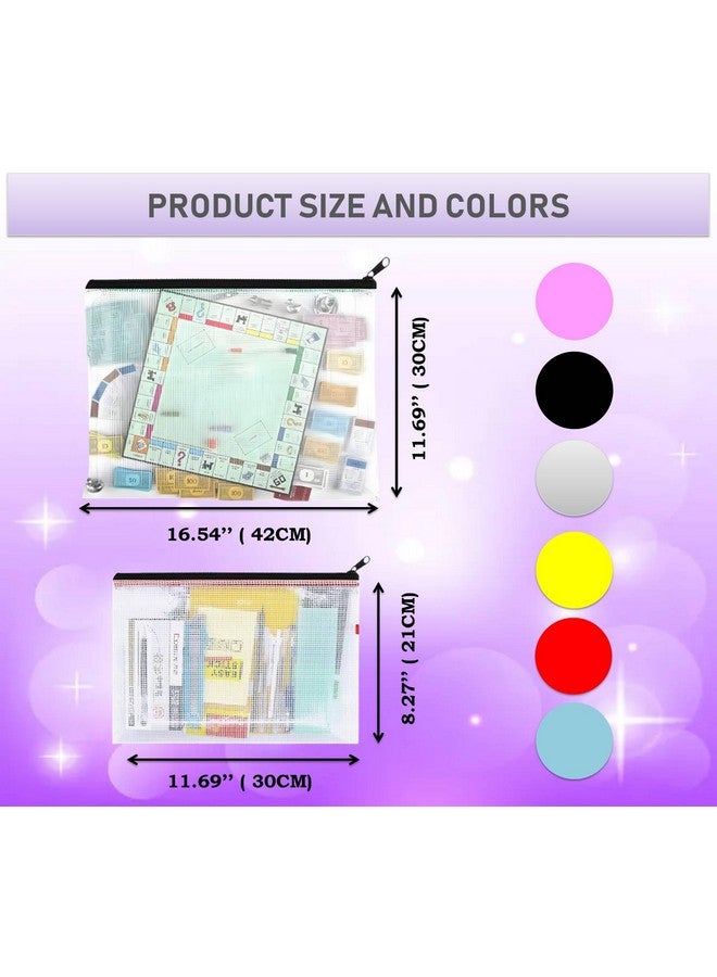 Lify حقيبة ليفي بسحاب، حقائب بسحاب كبيرة جداً، حقائب بسحاب مقاومة للماء لمستلزمات المكتب، الألغاز، تخزين ألعاب الطاولة ومشاريع التطريز المتقاطع - عبوة مكونة من 6 قطع (رمادي فاتح A3&A4 (6+6)- 12 حقيبة) - Image 2