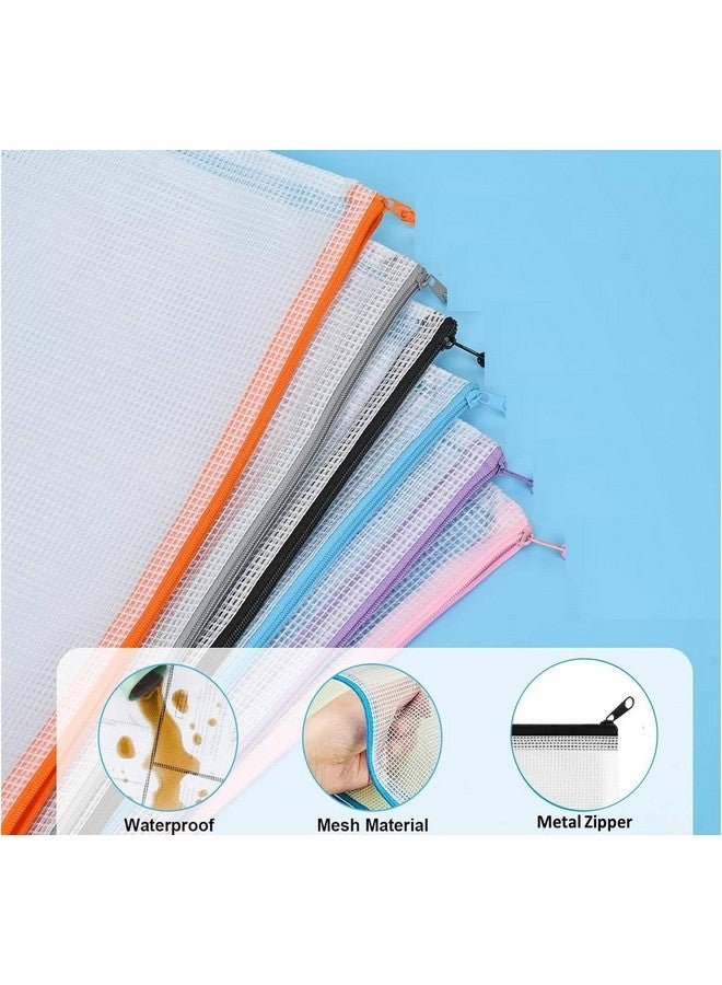 Lify حقيبة ليفي بسحاب، حقائب بسحاب كبيرة جداً، حقائب بسحاب مقاومة للماء لمستلزمات المكتب، الألغاز، تخزين ألعاب الطاولة ومشاريع التطريز المتقاطع - عبوة مكونة من 6 قطع (رمادي فاتح A3&A4 (6+6)- 12 حقيبة) - Image 4