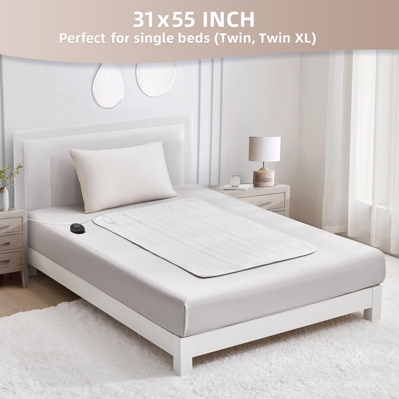 Bwarm Electric Heated Mattress Pad Mini Twin Size, 31" x 55", Bed Warmer, 9 Heat Settings, 1-12 Hours Auto Off, Deep Pocket, Fast Heating, Machine Washable, Soft and Cozy - Image 4