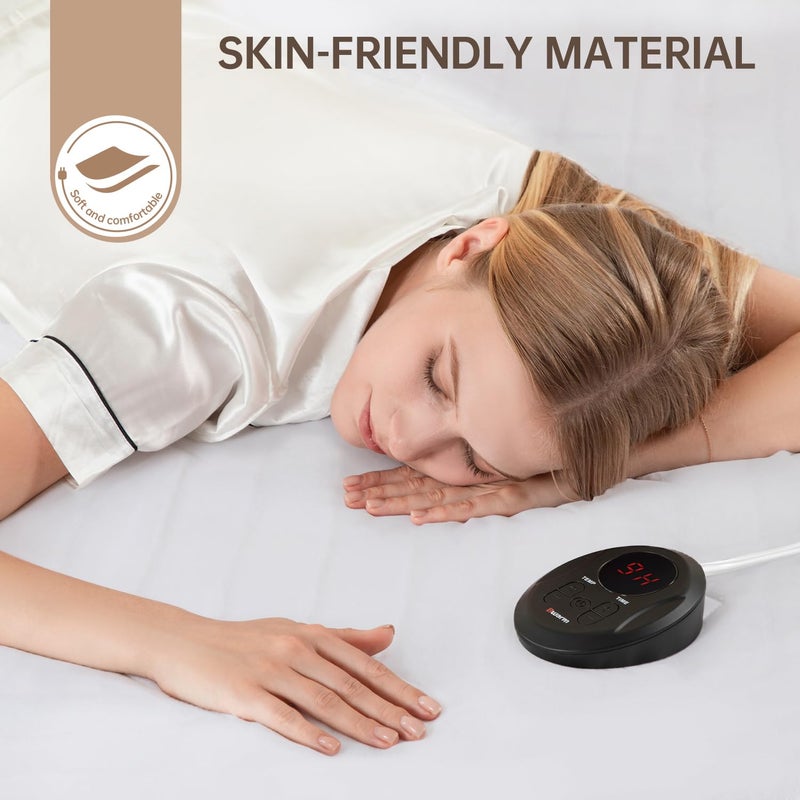 Bwarm Electric Heated Mattress Pad Mini Twin Size, 31" x 55", Bed Warmer, 9 Heat Settings, 1-12 Hours Auto Off, Deep Pocket, Fast Heating, Machine Washable, Soft and Cozy - Image 5