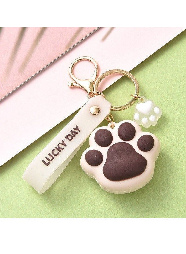 سلسلة مفاتيح لطيفة للنساء - قلادة على شكل مخلب على شكل قطة كرتونية بنية اللون ، سلسلة مفاتيح على شكل قلب للبنات ، هدية ساحرة على شكل قطة رائعة - Image 1