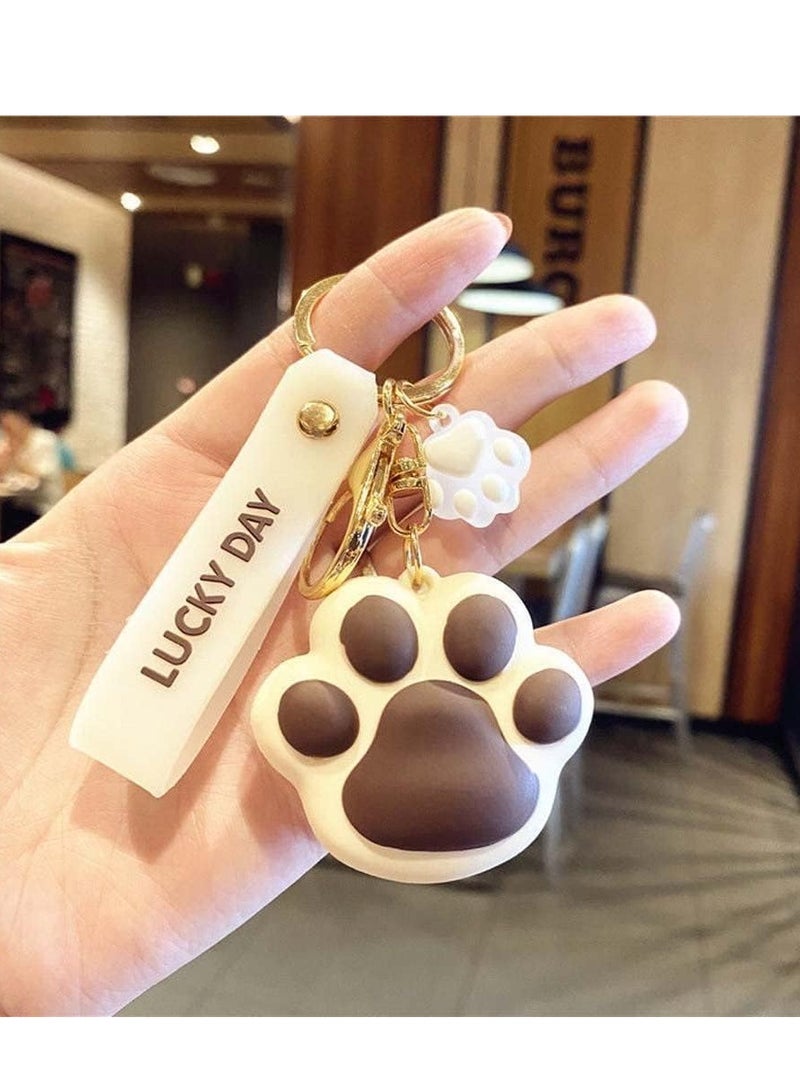 سلسلة مفاتيح لطيفة للنساء - قلادة على شكل مخلب على شكل قطة كرتونية بنية اللون ، سلسلة مفاتيح على شكل قلب للبنات ، هدية ساحرة على شكل قطة رائعة - Image 2