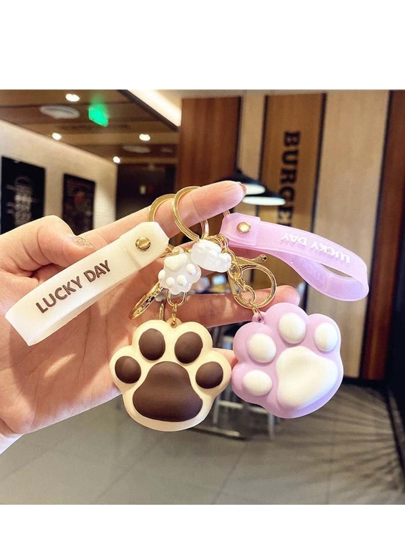 سلسلة مفاتيح لطيفة للنساء - قلادة على شكل مخلب على شكل قطة كرتونية بنية اللون ، سلسلة مفاتيح على شكل قلب للبنات ، هدية ساحرة على شكل قطة رائعة - Image 4