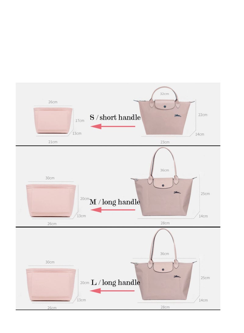 Excefore Multi Pocket Felt Handbag Organizer, Folding Tote Bag Organizer Insert, Felt Organizer Insert Handbags Base Shaper, For Insert Wallet Organizer, Large, Beige - Image 3