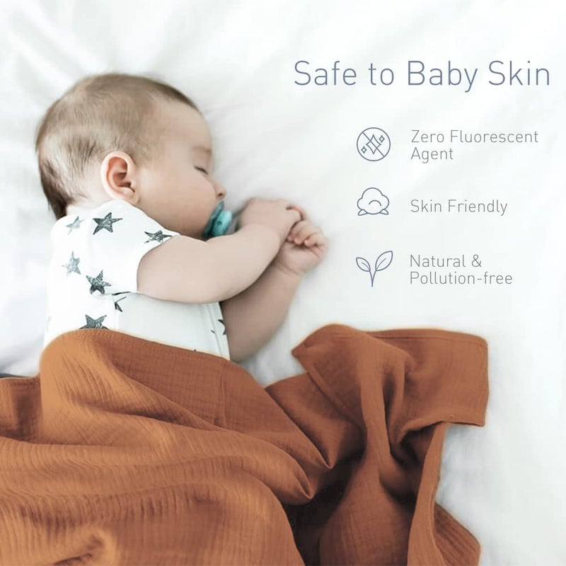 Knirose Newborn Baby Swaddle Blanket Unisex Swaddle Wrap Soft Silky Muslin Swaddle Blankets Neutral Receiving Blanket for Newborn Boys and Girls Large 47 x 47 inches(120x120cm) (Claybank) - Image 5