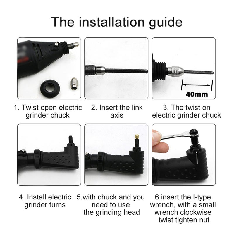 M19 Thread 575 90° Right Angle Rotary Tool Attachment Utility Auxiliary Accessories for Electrical Grinding Polishing Machine - Image 3