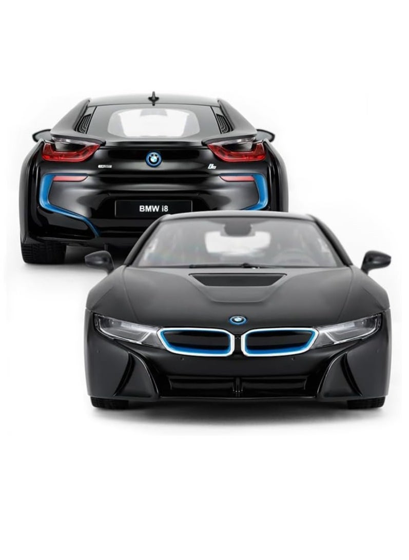 RASTAR - Remote Control Cars 1/14 Scale Officially Licensed RC Series BMW i8, Electric Sport Racing Hobby Toy Car With Open Door Model Vehicle for Boys and Girls Teens and Adults Gift - Matt Black - Image 1