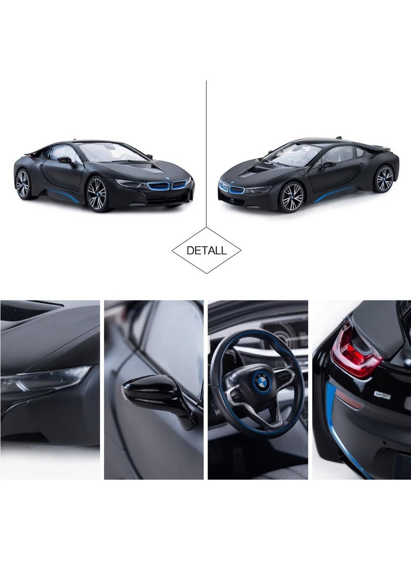 RASTAR - Remote Control Cars 1/14 Scale Officially Licensed RC Series BMW i8, Electric Sport Racing Hobby Toy Car With Open Door Model Vehicle for Boys and Girls Teens and Adults Gift - Matt Black - Image 1