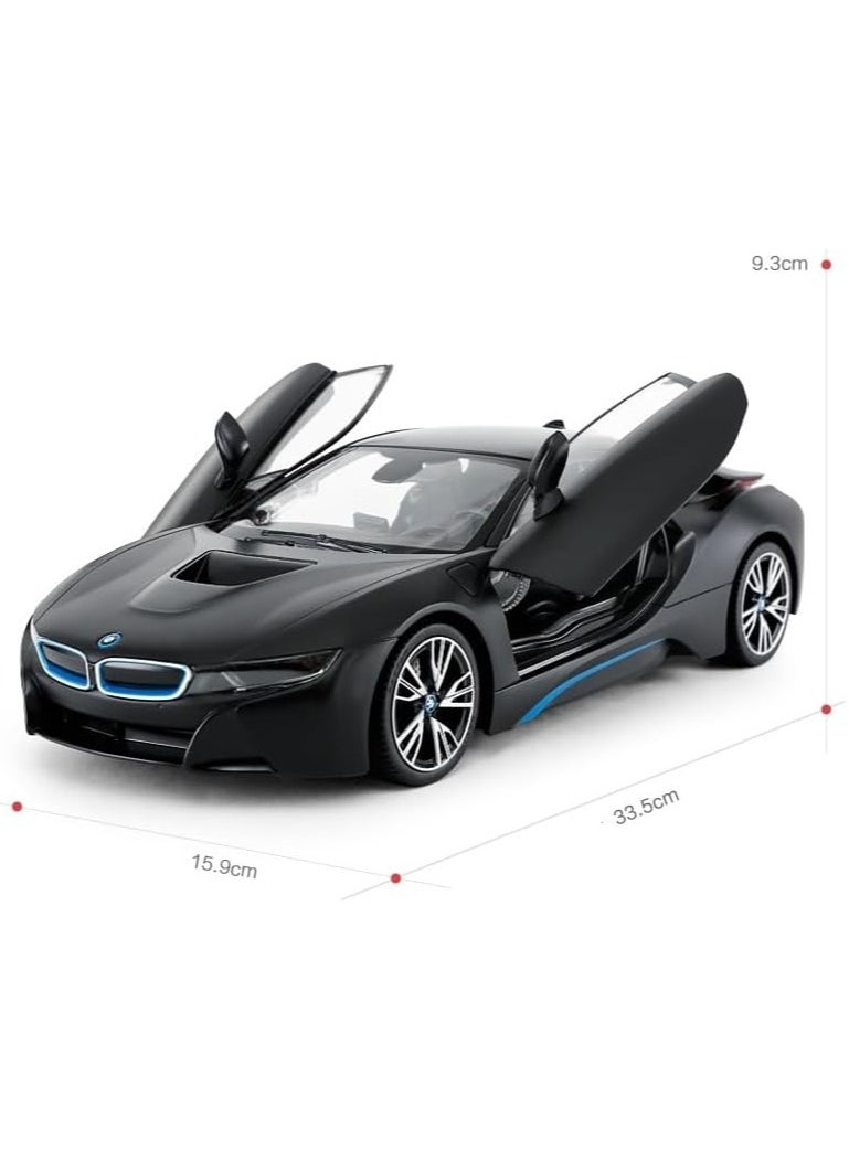 RASTAR - Remote Control Cars 1/14 Scale Officially Licensed RC Series BMW i8, Electric Sport Racing Hobby Toy Car With Open Door Model Vehicle for Boys and Girls Teens and Adults Gift - Matt Black - Image 1