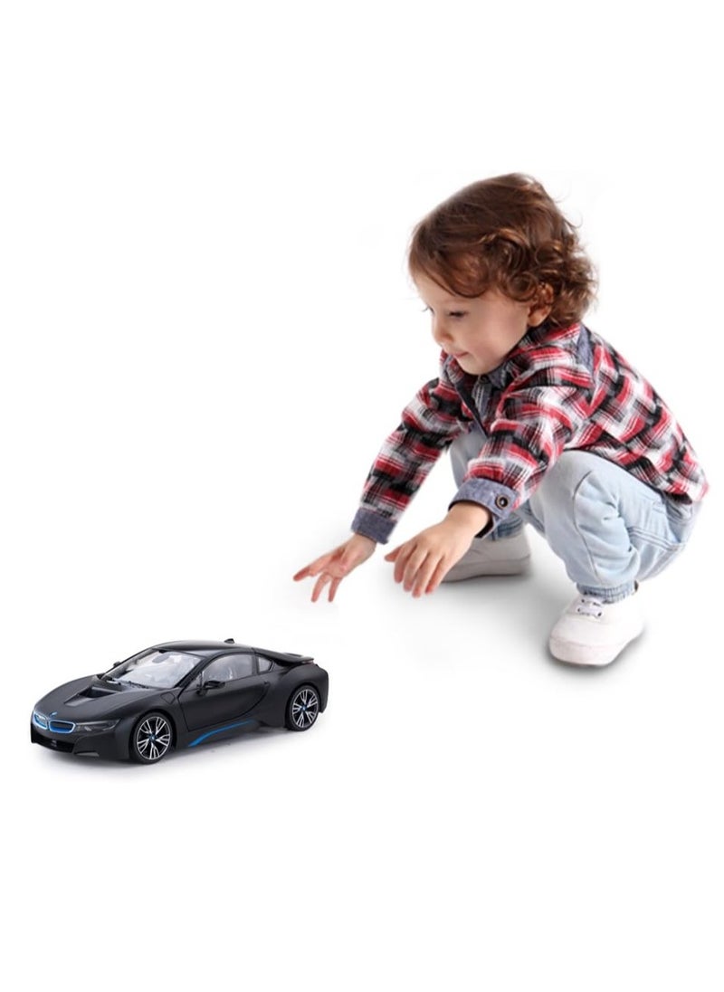 RASTAR - Remote Control Cars 1/14 Scale Officially Licensed RC Series BMW i8, Electric Sport Racing Hobby Toy Car With Open Door Model Vehicle for Boys and Girls Teens and Adults Gift - Matt Black - Image 1