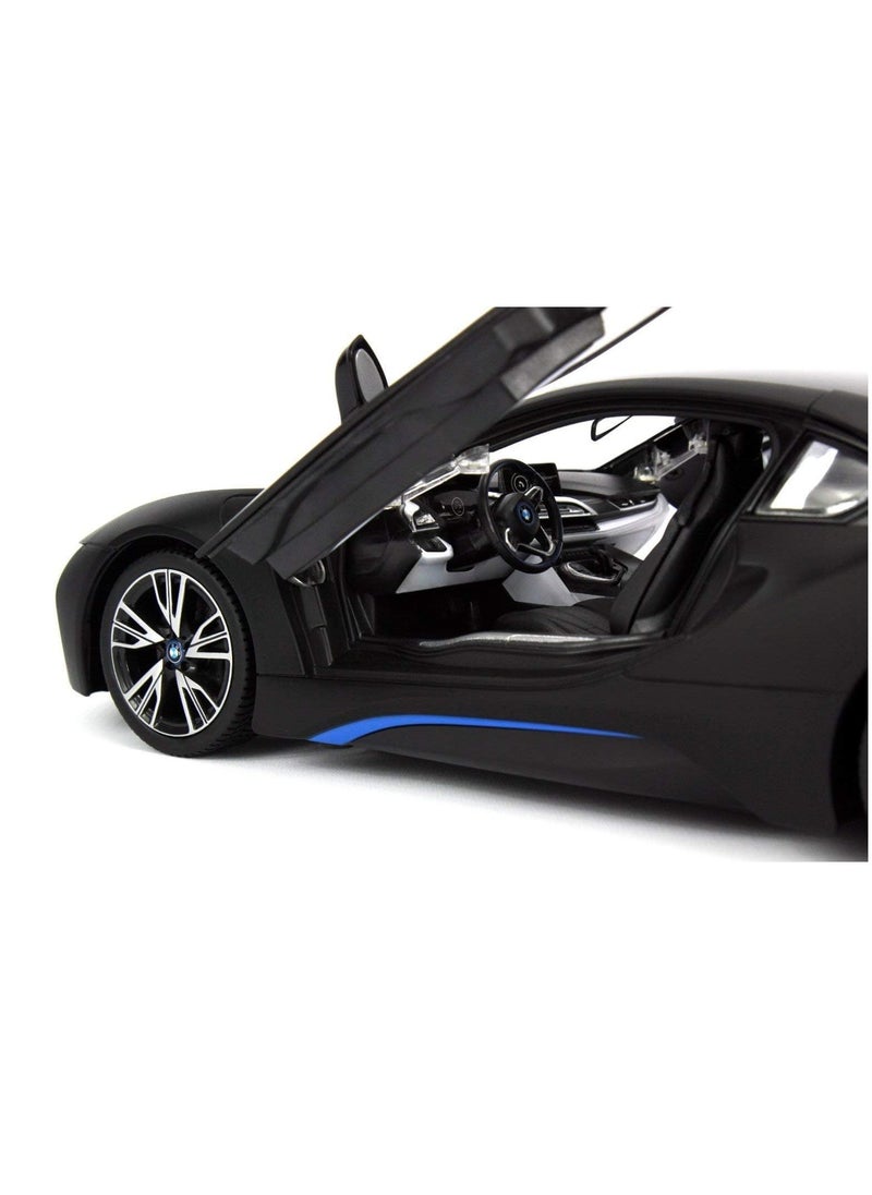 RASTAR - Remote Control Cars 1/14 Scale Officially Licensed RC Series BMW i8, Electric Sport Racing Hobby Toy Car With Open Door Model Vehicle for Boys and Girls Teens and Adults Gift - Matt Black - Image 1