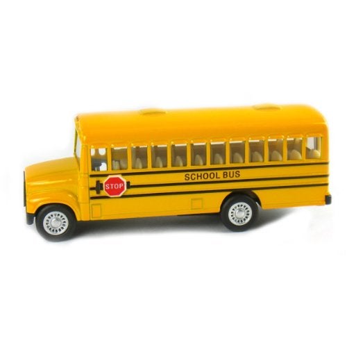 KiNSFUN Classic Long Nose School Bus 5" Die Cast Metal w/ Pull Back Action 12 Pack - Image 4