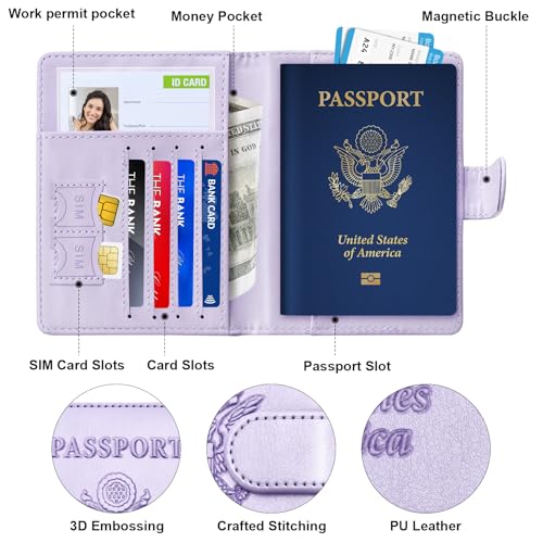 Herain Passport Holder for Travel Cruise Essentials, 2 Pcs Passport Cover Wallet Case Women Men Family, RFID Passports Book Card Holders Travel Accessorie Gifts Must Haves - Image 4