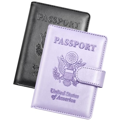 Herain Passport Holder for Travel Cruise Essentials, 2 Pcs Passport Cover Wallet Case Women Men Family, RFID Passports Book Card Holders Travel Accessorie Gifts Must Haves - Image 1