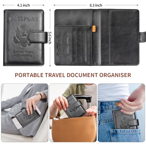 Herain Passport Holder for Travel Cruise Essentials, 2 Pcs Passport Cover Wallet Case Women Men Family, RFID Passports Book Card Holders Travel Accessorie Gifts Must Haves - Image 3