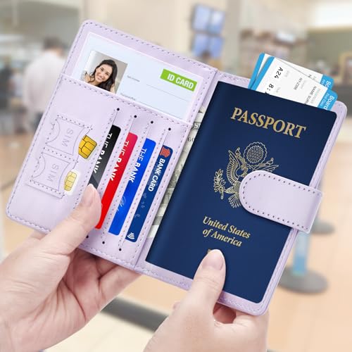 Herain Passport Holder for Travel Cruise Essentials, 2 Pcs Passport Cover Wallet Case Women Men Family, RFID Passports Book Card Holders Travel Accessorie Gifts Must Haves - Image 2
