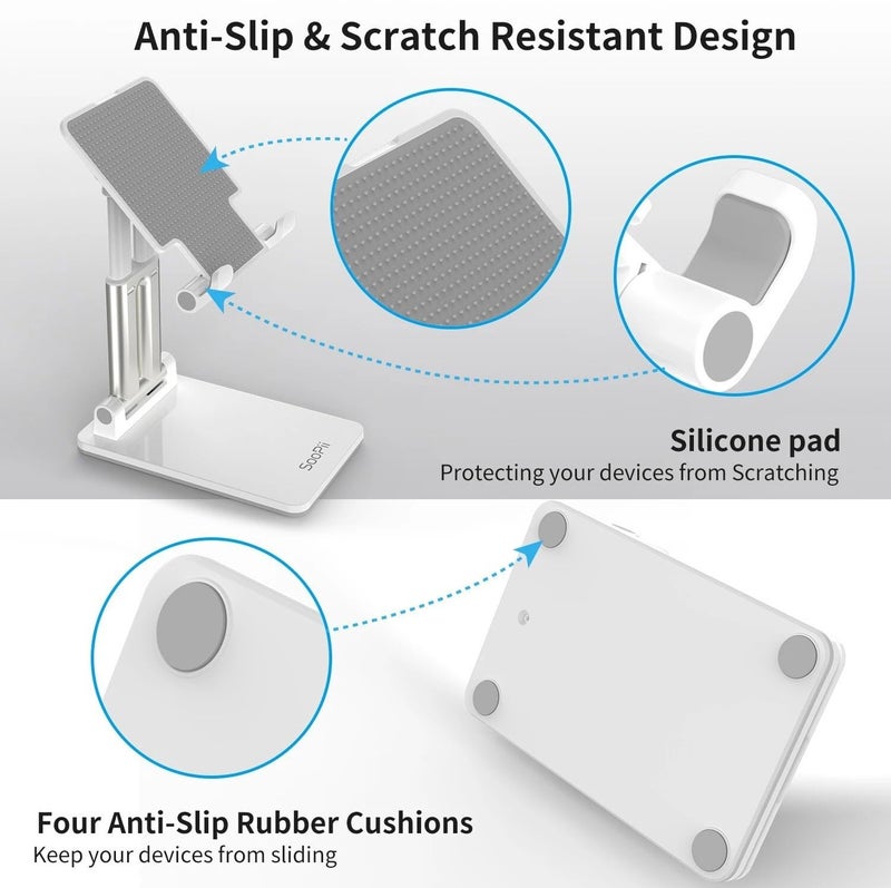 SOOPII Desktop Premium-A Quality Mobile Phone Stand + Tablet Stand, Tab Stand, Mobile Holder, Adjustable & Foldable Mobile Stand, Stand for Mobile Phone and Tablet (Up to 10.3 inches) (DM01i) - Image 5
