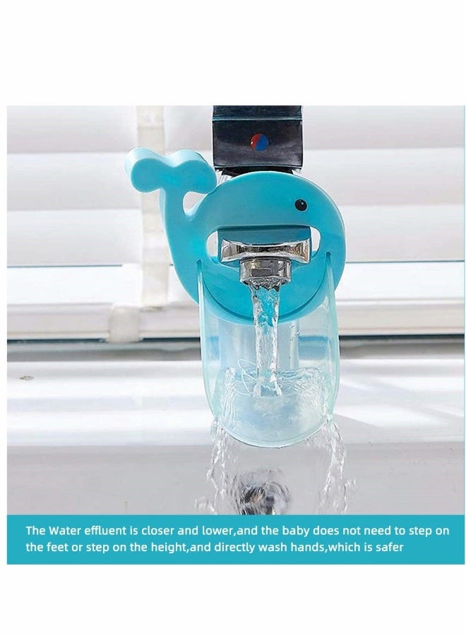 Faucet Extender, Bathroom Extension Spout Accessories, Faucet Extender Sink, for Kids Adapter Easy Assembly, for Kitchen Cartoon Whale Faucet Cover, 2PCS (Blue & Pink)