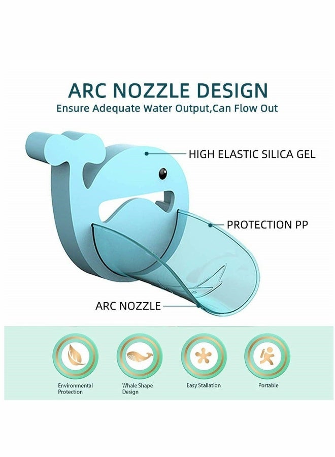 Faucet Extender, Bathroom Extension Spout Accessories, Faucet Extender Sink, for Kids Adapter Easy Assembly, for Kitchen Cartoon Whale Faucet Cover, 2PCS (Blue & Pink)