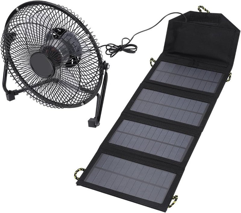 comfrt Solar Panel Powered Fan, 7W 5.5V High Efficiency Solar Panel Fan with Dual USB Port for Camping Travel Fishing - Image 1
