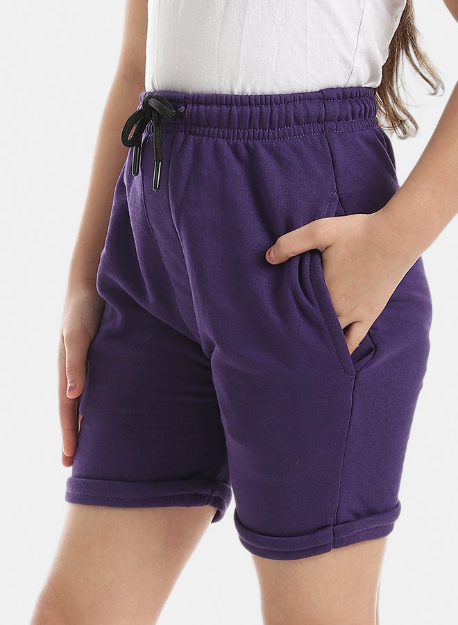 Andora Elastic Waist With Drawstrings Shorts _ Purple - Image 5