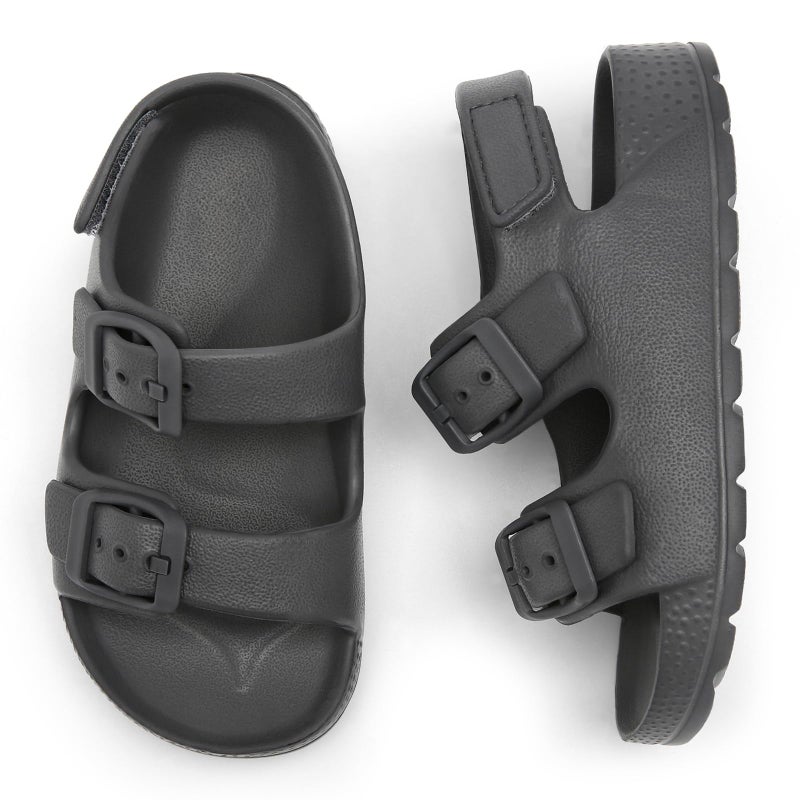 ChayChax Toddler Boys Girls Double Buckle Sandals Children's Adjustable Back Strap Water Sandal, Grey, 4 Toddler - Image 3