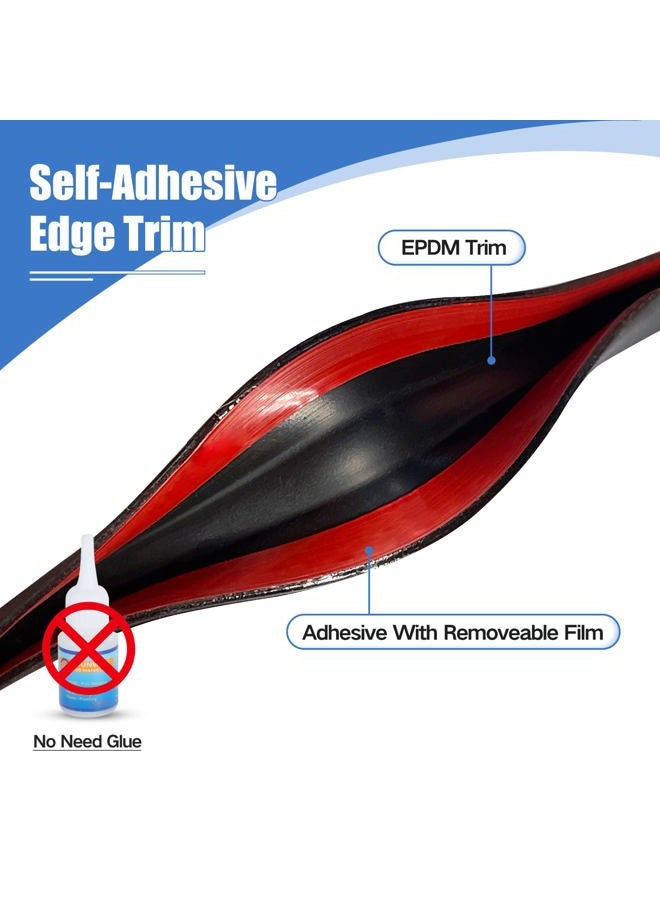 Protalwell Rubber Edge Trim, Self-Adhesive U Channel Edge Trim, U Shaped Edge Protector for Glass, Mirror, Plywood, EPDM Material, Slot Width 1/4"(6.4mm), Length 10 Ft, Black - Image 3