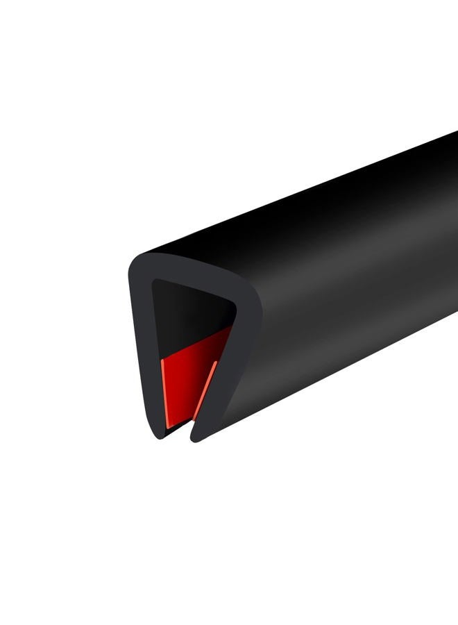 Protalwell Rubber Edge Trim, Self-Adhesive U Channel Edge Trim, U Shaped Edge Protector for Glass, Mirror, Plywood, EPDM Material, Slot Width 1/4"(6.4mm), Length 10 Ft, Black - Image 1