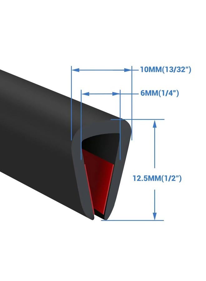 Protalwell Rubber Edge Trim, Self-Adhesive U Channel Edge Trim, U Shaped Edge Protector for Glass, Mirror, Plywood, EPDM Material, Slot Width 1/4"(6.4mm), Length 10 Ft, Black - Image 2