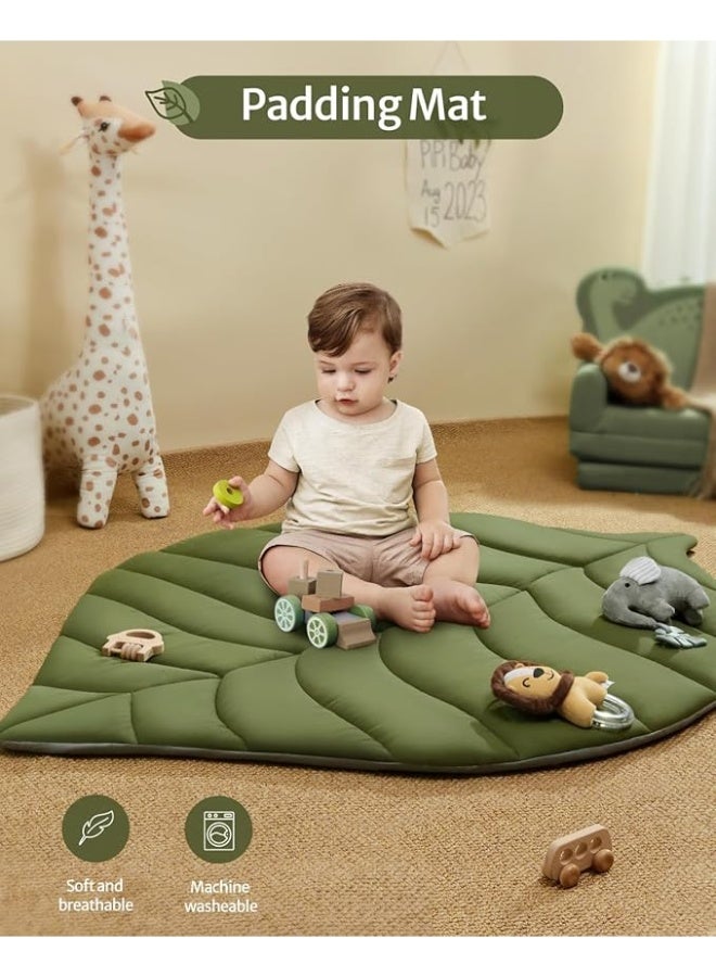Baby Gym Play Mat Oversize Leaf Shaped Baby Floor Mat Activity Gym Playmat 6 Detachable Toys Tummy Time Mat Non Slip Washable Play Mats for Infant for 0-24month - Image 5