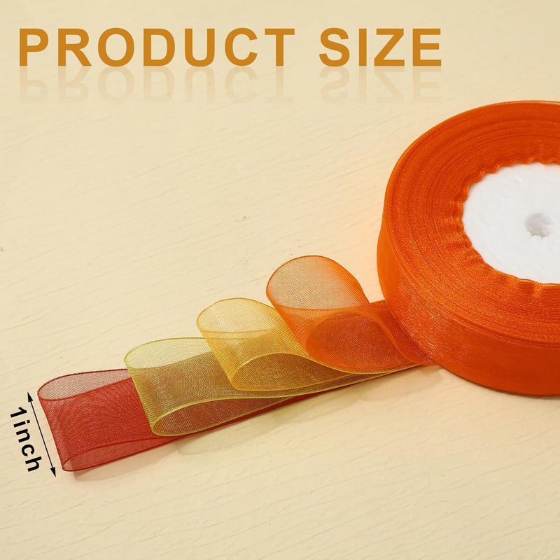 IMPRINT Sheer Chiffon Ribbon 1 Inch Organza Wrapping Ribbon Fabric Ribbon for DIY Crafts Bow Wreath Making Supplies | 4 Colors | Each Roll 35 Meters - Image 2
