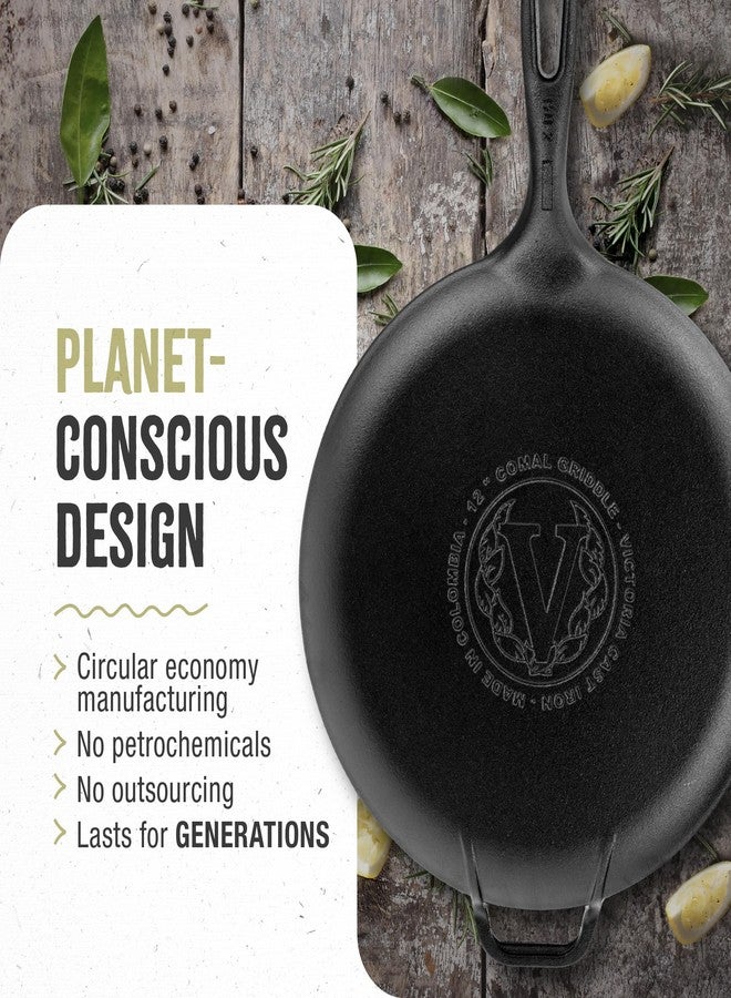 Victoria 12-Inch Cast Iron Comal Pizza Pan with a Long Handle and a Loop Handle, Preseasoned with Flaxseed Oil, Made in Colombia - Image 5