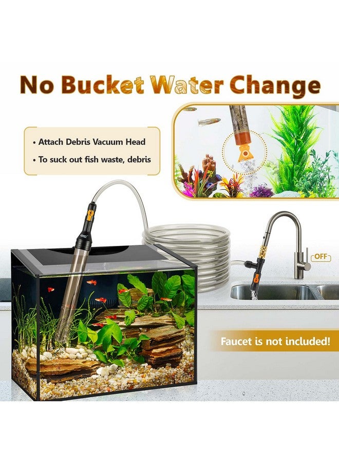 Hygger BucketFree Aquarium Water Change Kit Metal Faucet Connector Fish Tank Vacuum Siphon Gravel Cleaner With Long Hose 25Ft Drain & Fill - Image 2