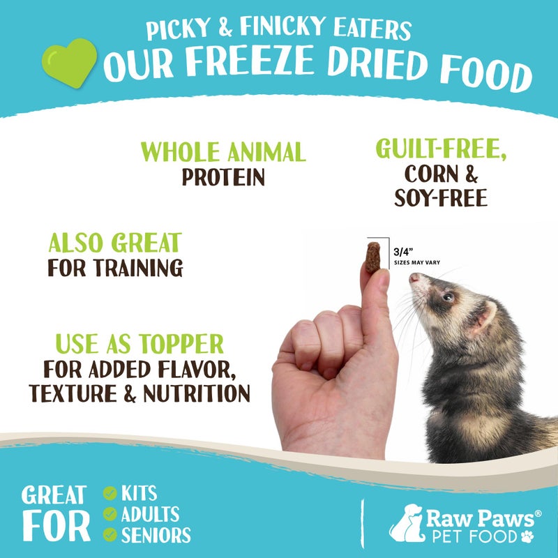 Raw Paws Freeze Dried Ferret Food - Chicken Recipe 16-oz - Made in USA - Grain Free Diet for Small, Adult, Senior & Baby Ferrets - Use as Treats for Rewarding & Training, Ferret Food Dry - Image 3