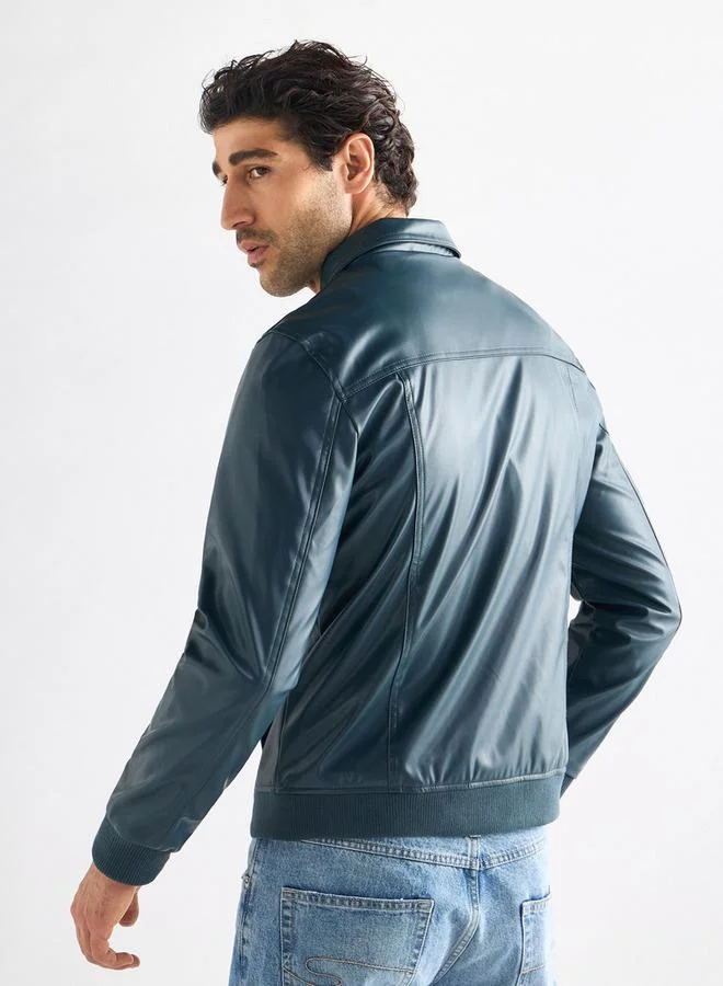 سبلاش فيڤ جاكيت بايكر سادة بجيوب وسحّاب إغلاق