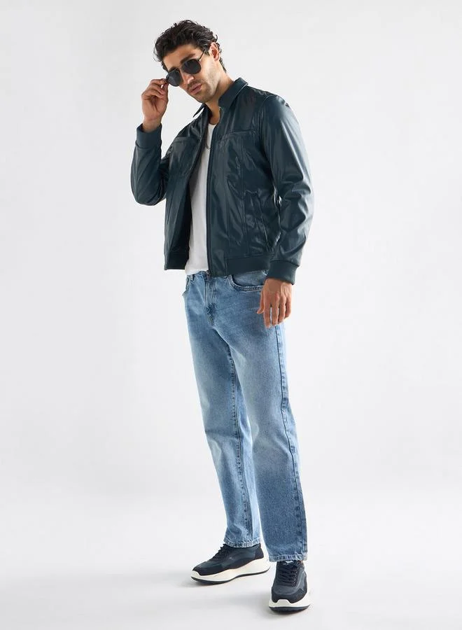 سبلاش فيڤ جاكيت بايكر سادة بجيوب وسحّاب إغلاق