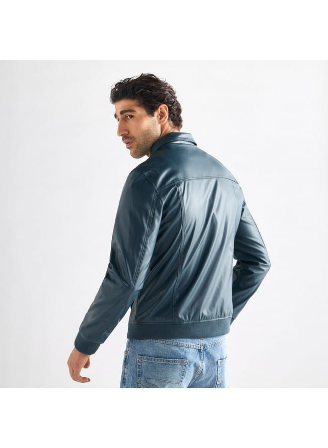 Splash FAV Solid Biker Jacket with Zip Closure and Pockets  - Image 3